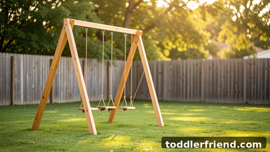 Affordable wooden swing sets - cedar A-frame backyard swing set with two belt swings